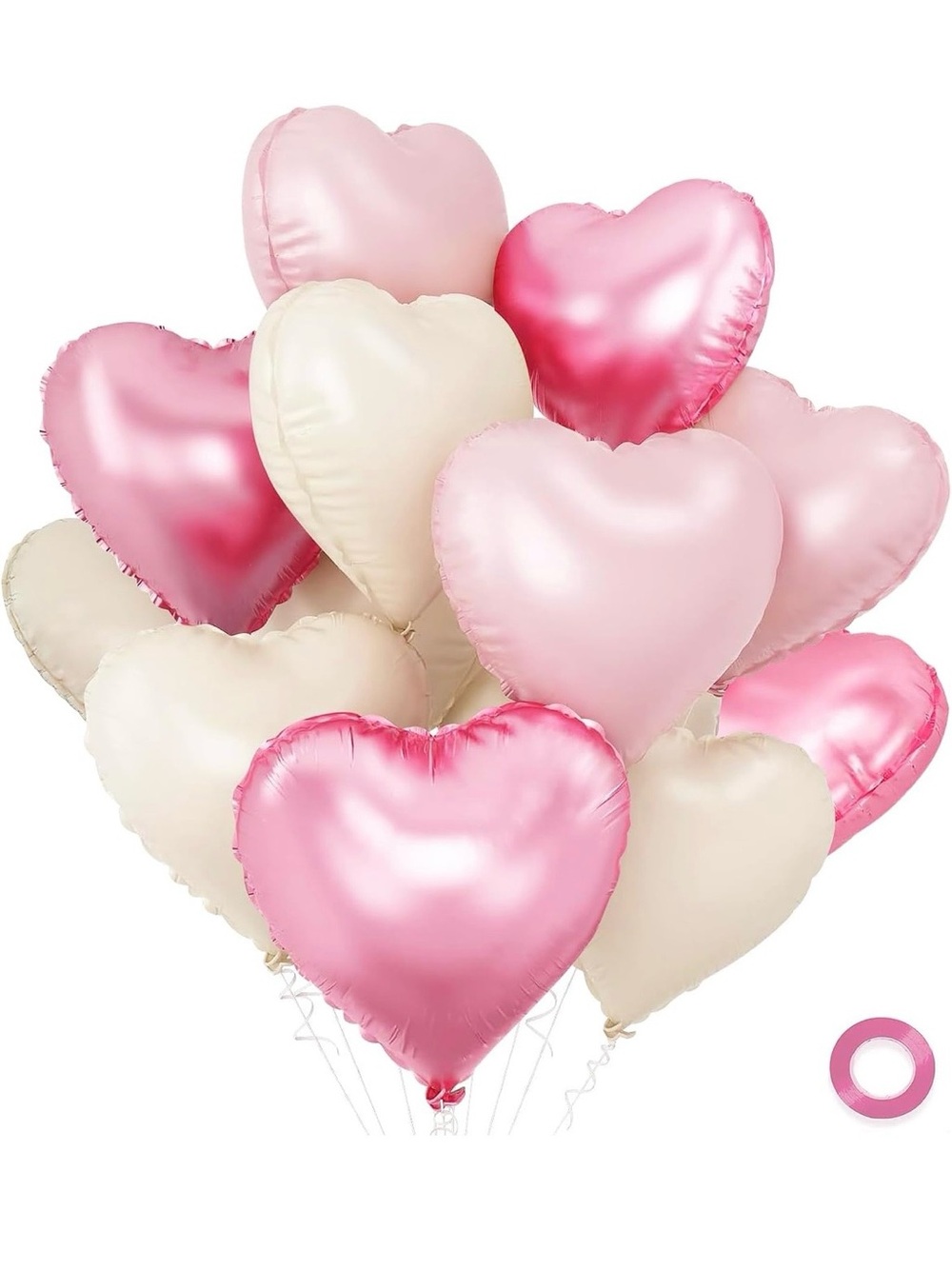 BRAND NEW Heart Shaped Foil Balloons - Pink & Cream Party Pack (2 available)
